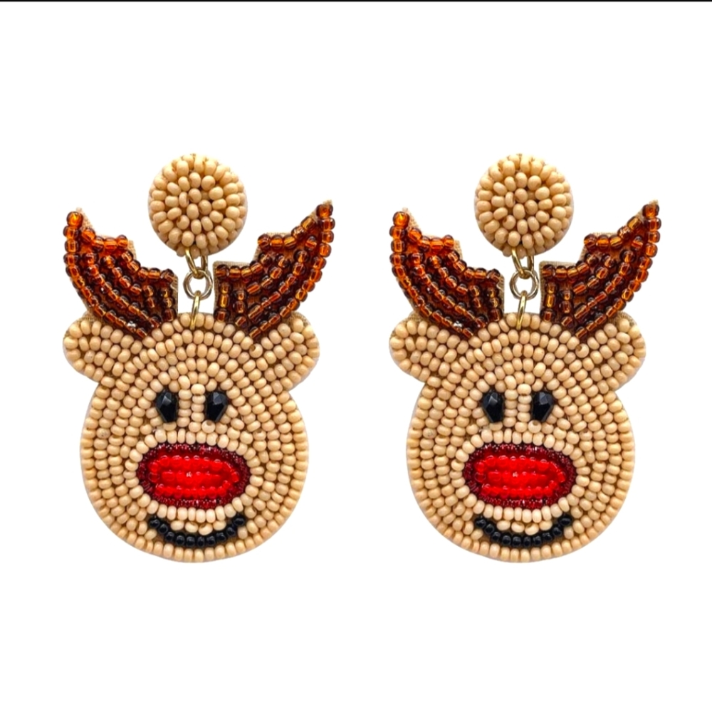 Beaded Reindeer Earrings